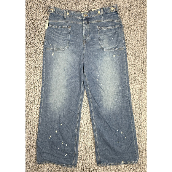 Free People We The Free Palmer Cuffed Jeans Women's Size 32 Paint Splatter Boho - Picture 14 of 16